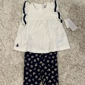Ralph Lauren new with tags 6 month navy blue and white outfit. Shirt and pants.